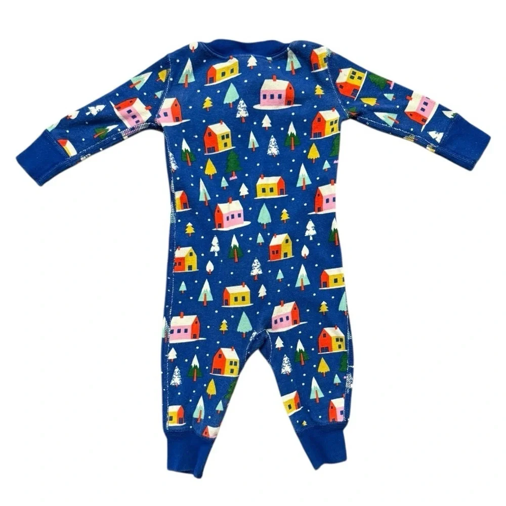 Hanna Andersson Organic Cotton Footless Sleeper Winter Village Print 3–6 Months